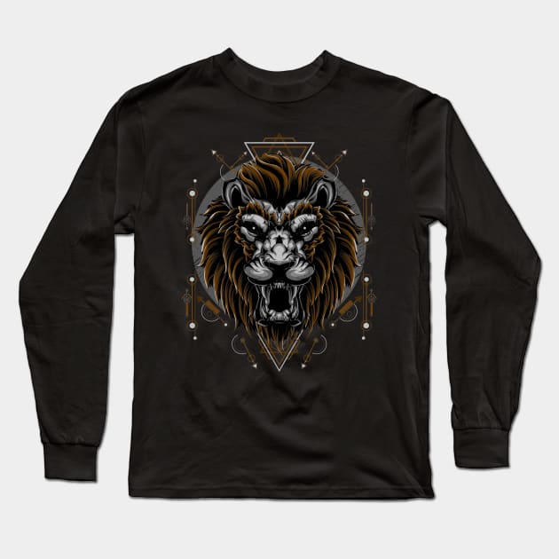 Lion / Urban Streetwear / Silver Lion Long Sleeve T-Shirt by Redboy